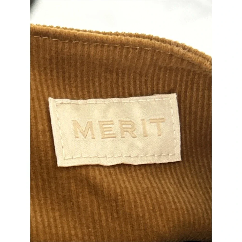 Merit Beauty Corduroy Make Up Bag Tie Top Pouch Brown
